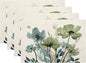 Spring Floral Placemats 12x18 Inches Set of 4,Watercolor Blue Green Flower Decorative Rectangle Summer Decor Floral Decoration Table Mats for Party, Home Kitchen,Dining Table Decoration