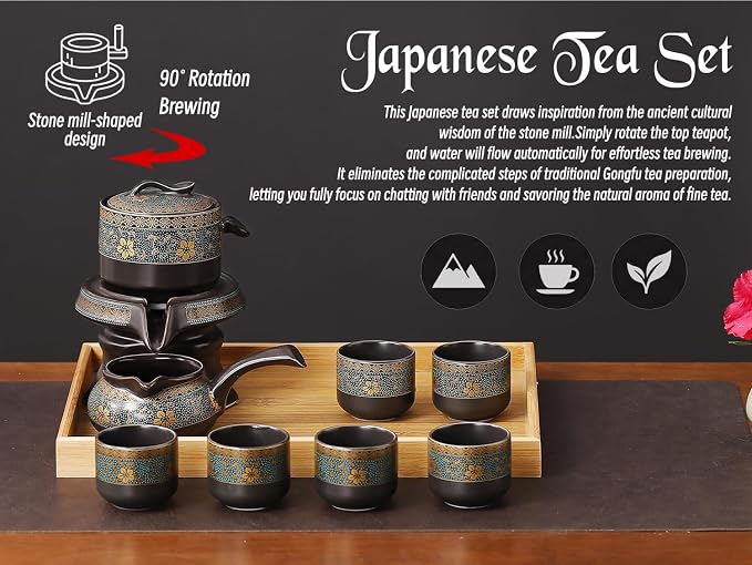 Japanese tea set with Infuser Semi Automatic Tea Set Magic Teapot with 6 cups - Image 4