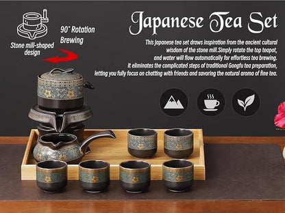 Japanese tea set with Infuser Semi Automatic Tea Set Magic Teapot with 6 cups - Image 4