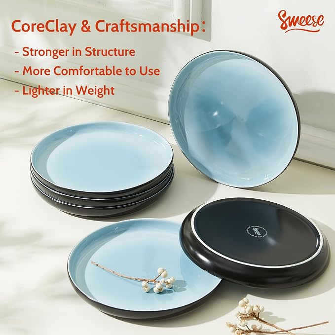 Sweese Porcelain Dessert Plates, 7.4 Inch Lightweight Round Salad Plates Set of - Image 6