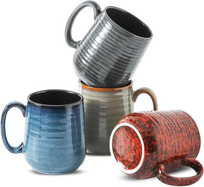 HASENSE Coffee Mugs Set of 4, 15 Oz Stoneware Coffee Cups by Hasense