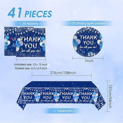 41Pcs Blue Silver Thank You Decorations Thank You - Image 2