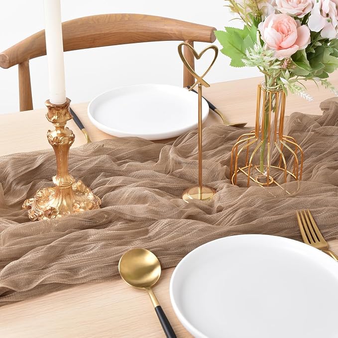 Coffee Cheesecloth Table Runner Cheese Cloth Wedding Birthday Party Decor | - Image 3