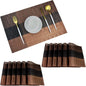 PIGCHCY Vinyl Placemats Set of 12 Washable Durable Kitchen Table Mats Easy to Clean Plastic Placemats for Dining Table (Brown)