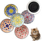 Non-Slip Cat Bowls, Ceramic Wide Pet Food Bowl Set for Relief Whisker Fatigue, 6 Pack Colorful Kitten Feeding Dishes Plates with Anti-Slip Silicone Base-Microwave and Dishwasher Safe, 8.5 oz