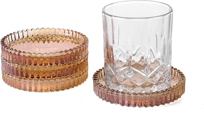Glass Coasters Round Cup Mat, Decorative Wine Bottle Coaster, Crystal Drink by Unknown