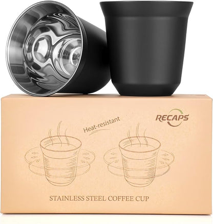 RECAPS 80ml Stainless Steel Espresso Cups Set | 2 Pack Double Wall 304 - Image 7