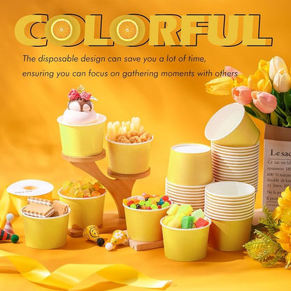 Jingmore Paper Ice Cream Cups 9oz Colored Disposable Dessert Bowls - Image 7