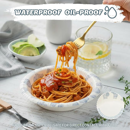 30 Pack Paper Bowls, 16 Oz Disposable Soup Bowl, Heavy Duty Printed Disposable - Image 3