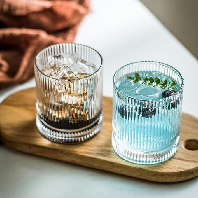 KEMORELA Ribbed Glassware Set of 8—4 Large Capacity Highball Glasses 16oz - Image 6