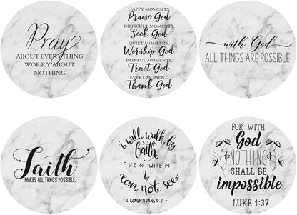 Marble Grey Christian Bible Verses Coasters Set of 6 Coasters by Unknown