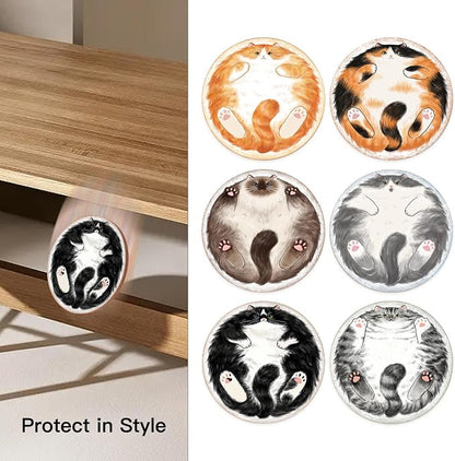 Cork Coasters for Drinks Absorbent Non Slip 12pcs 4 Inch Sleepy Cat | Coaster - Image 4