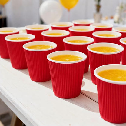 Restaurantware Ripple Wall Coffee Cups 500 Count 8 Ounce Insulated Red Paper - Image 4