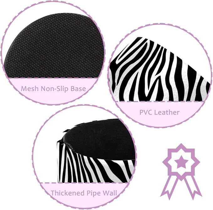 Leather Pen Holder for Desk, Zebra Print Pencil Cup Pen Organizer Makeup Brush - Image 2