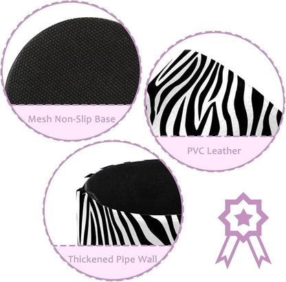 Leather Pen Holder for Desk, Zebra Print Pencil Cup Pen Organizer Makeup Brush - Image 2