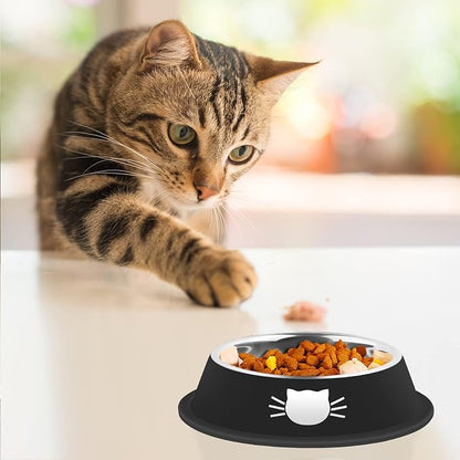 Serentive 2 Pcs Non-Slip Stainless Steel Small Cat Food Bowls - Image 6