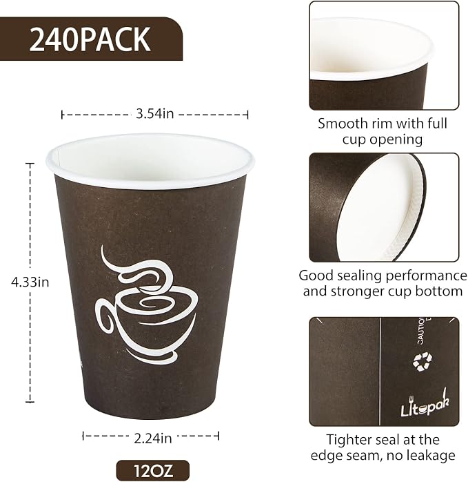 LITOPAK 240 Pack 12 oz Paper Cups, and Events - Image 2