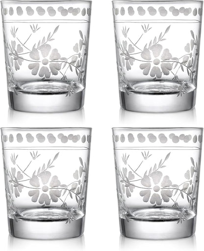 Joeyan Hand Blown Etched Drinking Glasses, Aesthetic Tumblers Glassware Set by JoeyanHousehold