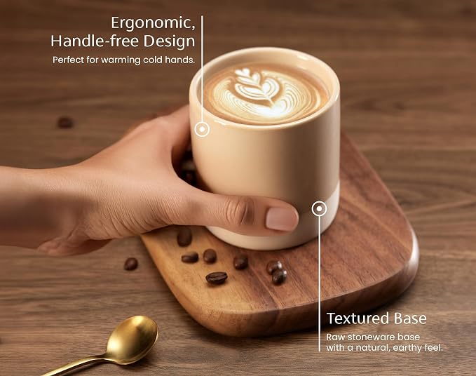 KooK Latte Cups, Ceramic Artisanal Stoneware, No Handle, Japanese Tea Cups - Image 3
