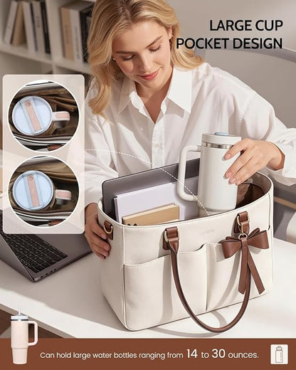 Laptop Tote Bag for Women, Leather Work Tote Bags - Image 4