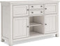 Signature Design by Ashley Robbinsdale Casual 4-Door Dining Server with Adjustable Shelves and Felt-Lined Drawers, White