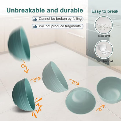HEYCOME 12 Pcs Unbreakable Cereal Bowls Set, 26 Oz Wheat Straw Bowls Set - Image 5