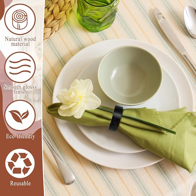 LemonRoad 12 Pcs Wood Napkin Rings Handmade Semicircle Thanksgiving Christmas - Image 3
