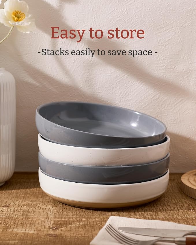famiware Milkyway 33 oz Pasta Bowls Set of 4, Dishwasher & Microwave Safe - Image 3