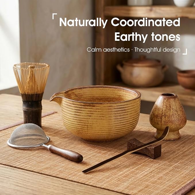 7-Piece Matcha Set，Matcha Bowl & 100-Prong Purple Bamboo Whisk | Gilded Artisan - Image 7