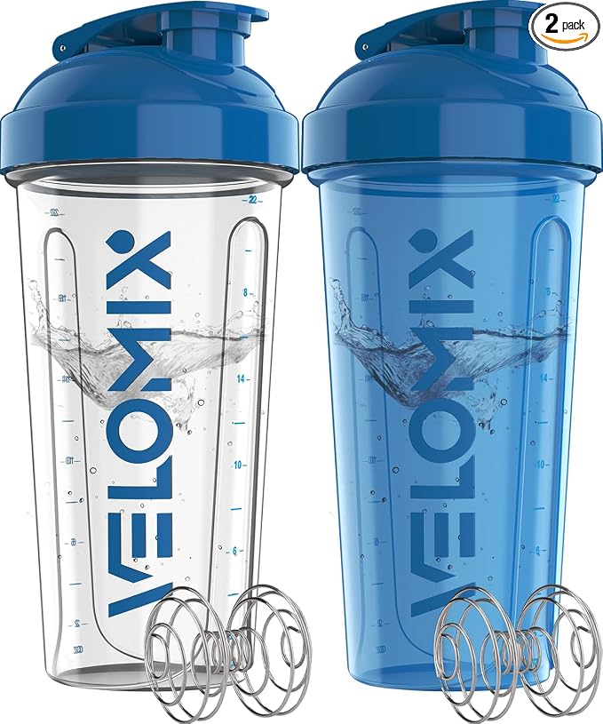 VELOMIX 2 Pack 28oz Protein Shaker Bottle, Leak Proof Shaker Cups by VELOMIX