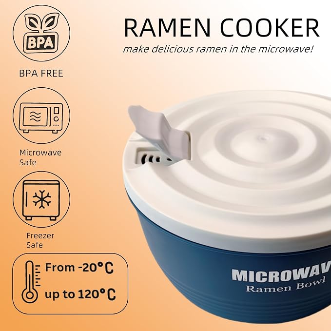 Layron Large Ramen Bowl, Ramen Noodle Bowls Microwavable 45 oz, Ramen Cooker - Image 4