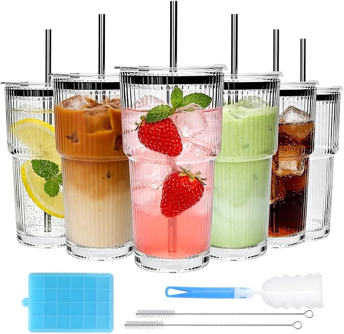 Accguan 18oz Ribbed Glass Tumbler by Accguan