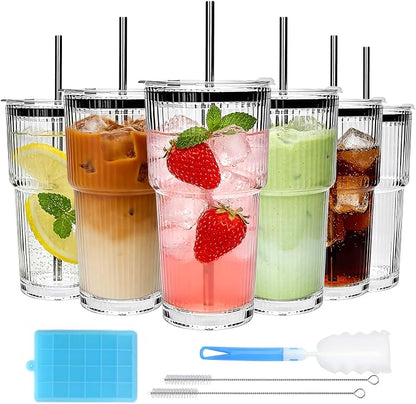 Accguan 18oz Ribbed Glass Tumbler by Accguan