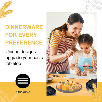 Rubtlamp 16Pcs Plastic Wheat Straw Dinnerware Set, Reusable Plastic Dishes Set - Image 7