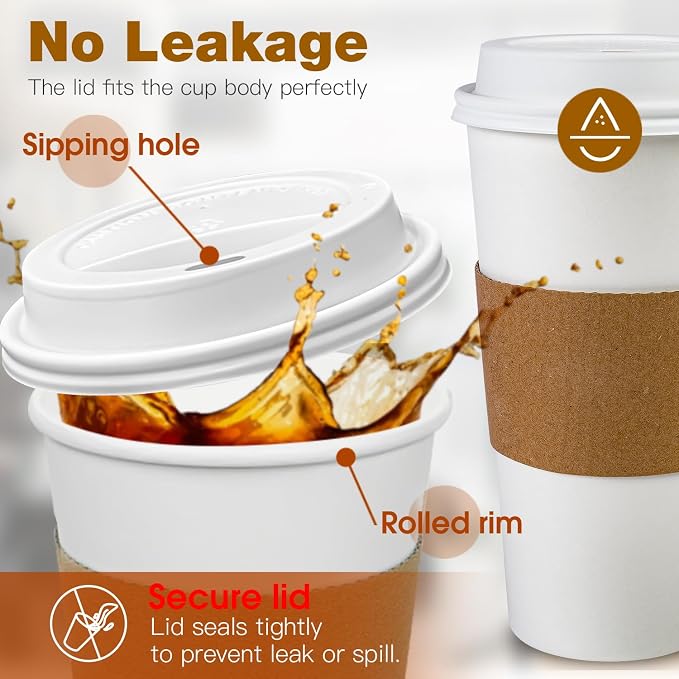 Ginkgo 100 Pack 20 oz Disposable Paper Coffee Cups - Image 5