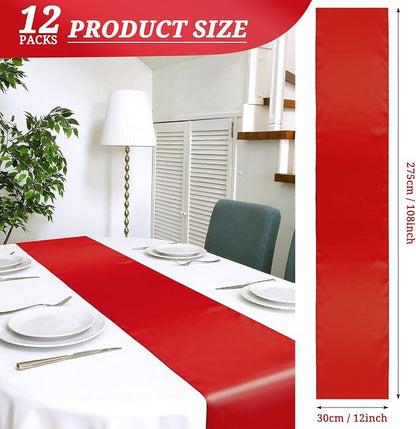 12 Pack Red Satin Table Runner 12 x 108 Inch Long Premium Table Runners - Image 2