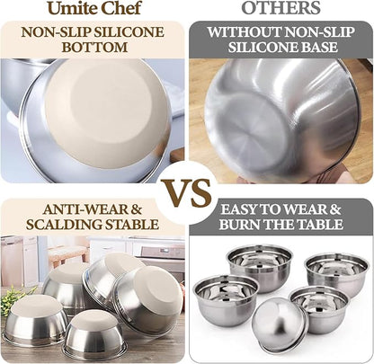 Umite Chef Mixing Bowls with Airtight Lids Set, Non-Slip Bottoms, 1.5QT - Image 4