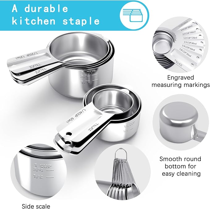 Stainless Steel Measuring Cups Set, Kitchen Gadgets - Image 4
