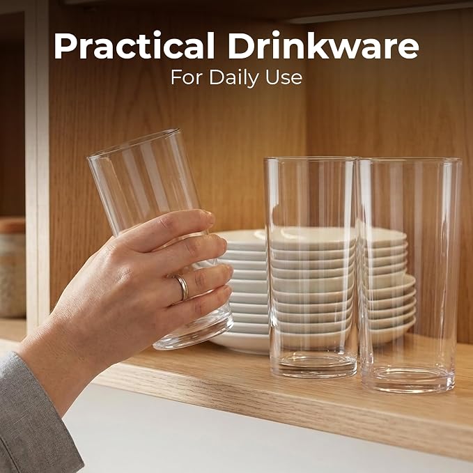 Zulay Kitchen Plastic Drinking Glasses – 16oz Acrylic Shatterproof Water Cups - Image 4