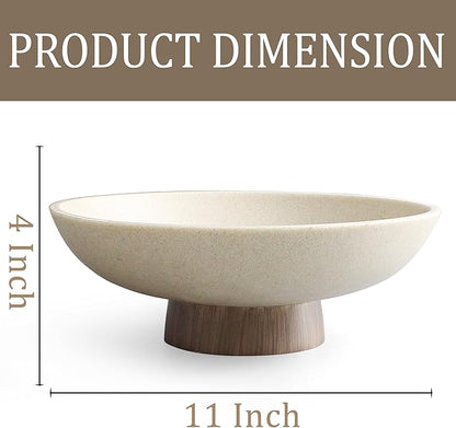 Modern Resin Pedestal Bowl – Large Fruit Bowl for Kitchen Counter, Catch All Bowl for Entryway Table, Stylish Key Bowl & Dining Centerpiece, Brown