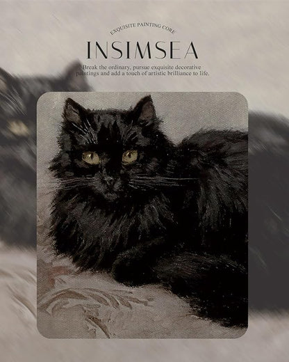InSimSea Retro Gold Framed Wall Art, Vintage Black Cat Home Bathroom Wall Decor, Animal Canvas Print Artwork, Farmhouse Country Decor, Antique Picture Frame Retro Classical Paintings, 11x14 Inch