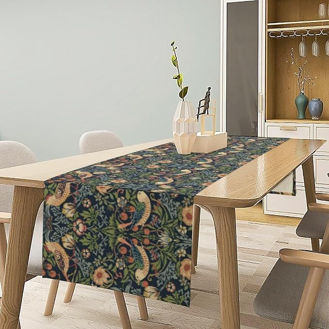 William Morris Strawberry Thief Table Runner Vintage Flowers Table Runner - Image 2