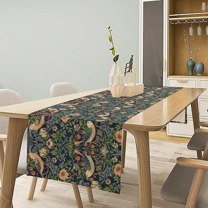 William Morris Strawberry Thief Table Runner Vintage Flowers Table Runner - Image 2