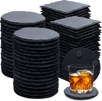 72 PCS Slate Drink Coasters, Cymuber 4 Inch Black Coasters Stone Cup Coaster by CYMUBER