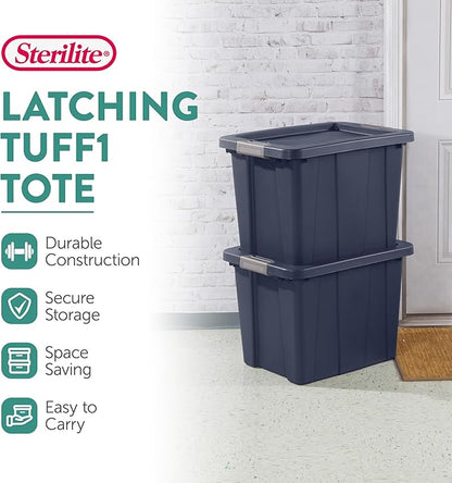 Sterilite 18-Pack Storage Bins with Lids, Heavy Duty Totes, Tuff1, 18 Gallon, Dark Indigo