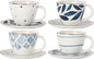 Lenox Porcelain Blue Bay 4-Piece Espresso Cup & Saucer Set, 2.45 LB | by Lenox