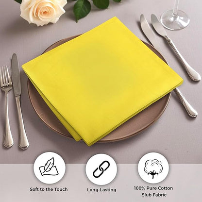 Urban Villa Yellow Napkins Solid Set of 6 Cloth Dinner Napkins Size 20x20 Inches Cloth Napkins 100% Cotton with Mitered Corners Ultra Soft DinnerNapkins