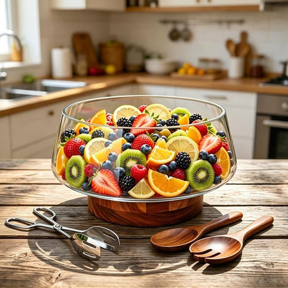 Large Glass Salad Bowl Set - Image 8