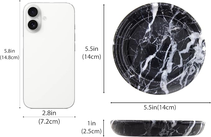 Small Natural Marble Jewelry Tray Key Plate Holder Dish Trinket Decor Catch All - Image 2