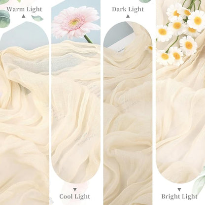 12 Packs Beige Cheesecloth Table Runner, Boho Gauze Cream Cheese Cloth Table - Image 7
